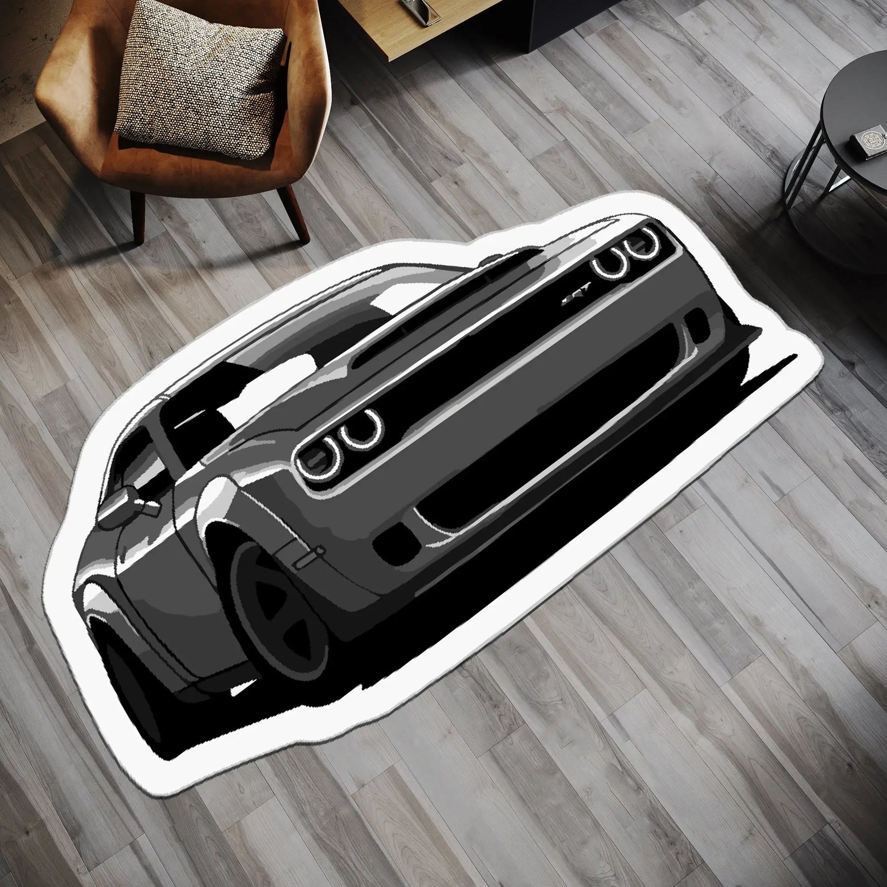 Cool Car Flannel Rug Digital Printed Non-Slip Decorative Carpet