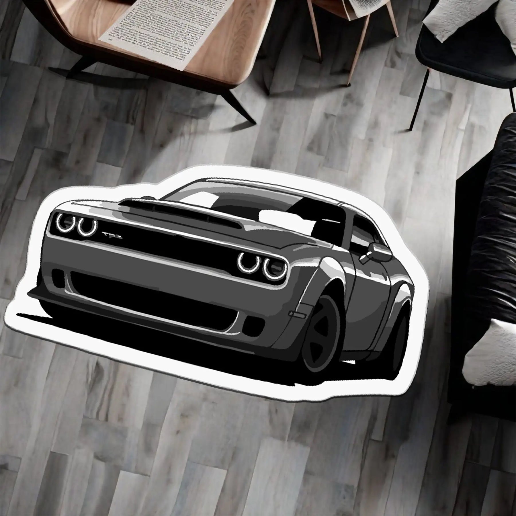 Cool Car Flannel Rug Digital Printed Non-Slip Decorative Carpet